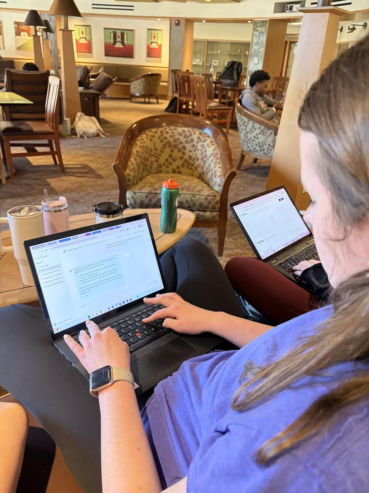 Studying for her math quiz, Maddie Karr ‘27 uses Flint, May 12.